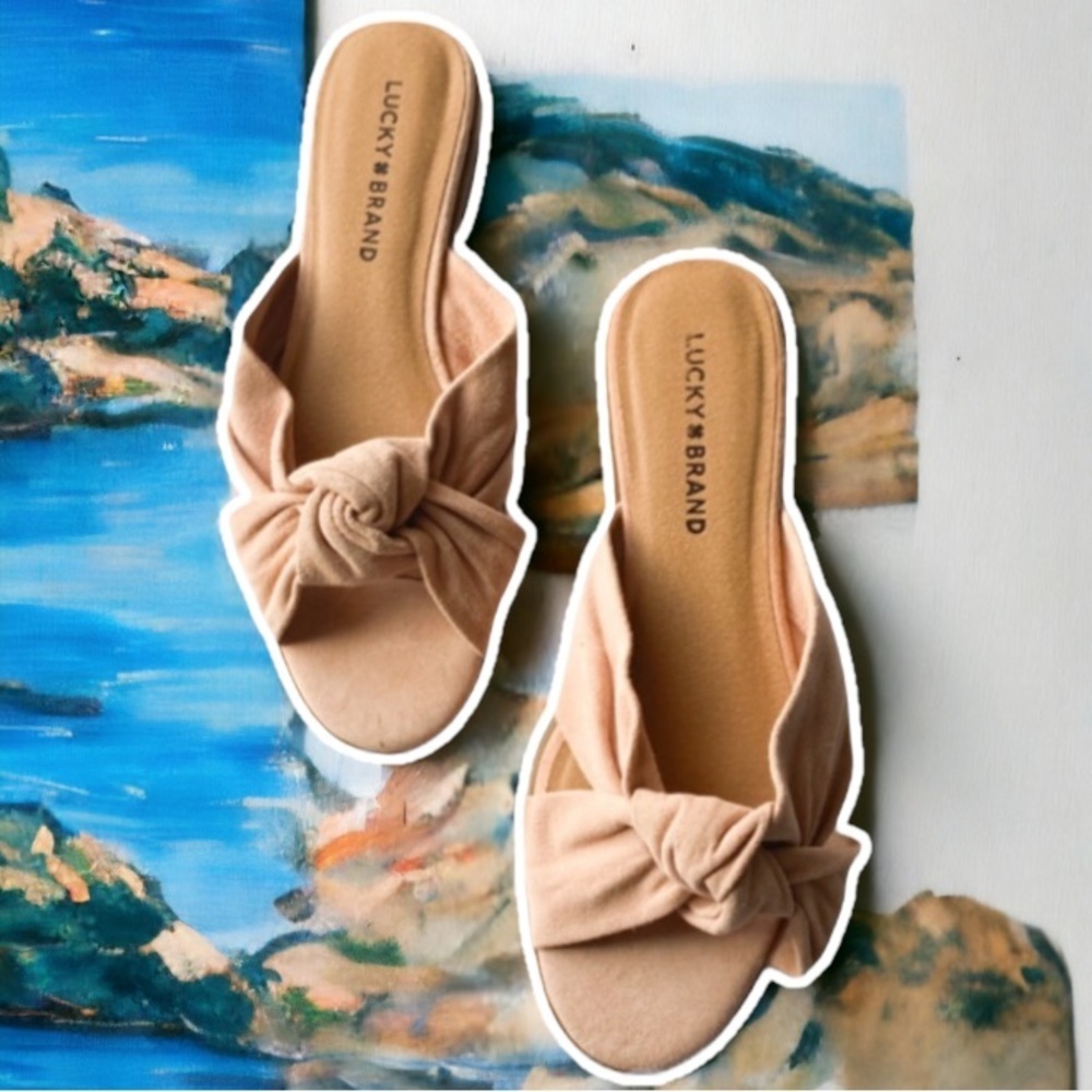 Lucky Brand Genrid suede knot tie slide sandals 8 - Picture 9 of 9